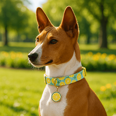 Collier pour chien fruits basenji avec les citron