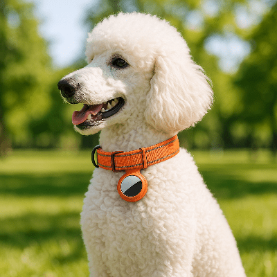 Collier anti fugue chien airtag caniche avec variante orange