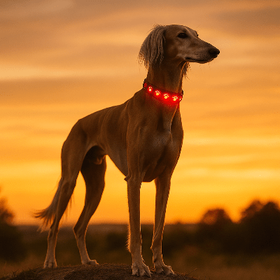 collier lumineux chien 7 modes changeant rouge saluki