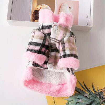 Manteau chien rose bouton