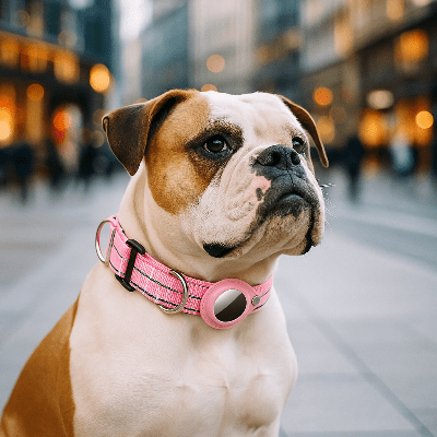 Collier anti fugue chien airtag boxer avec variante rose