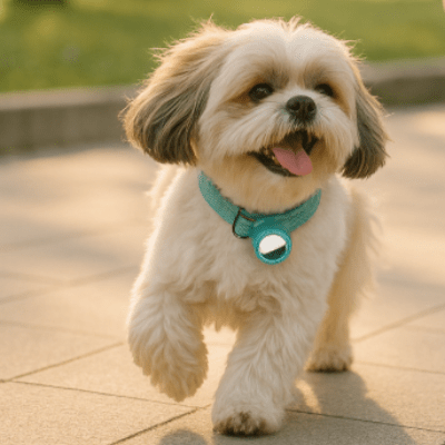 Collier anti fugue chien airtag shitzu avec variante bleu