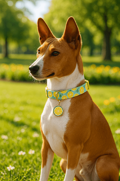 Collier pour chien fruits basenji avec les citron