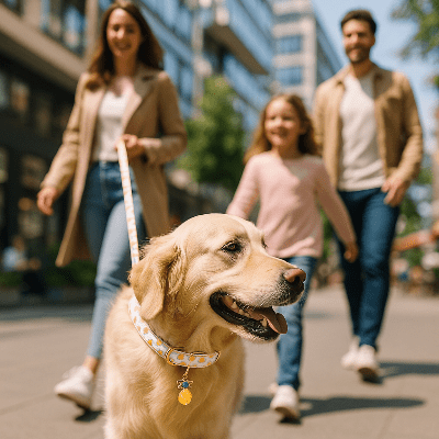 Collier pour chien fruits golden en ville