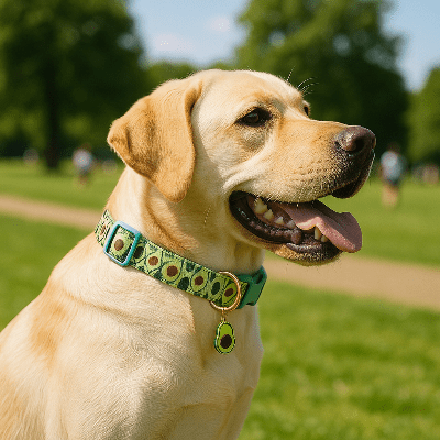 Collier pour chien fruits labrador dans le parc