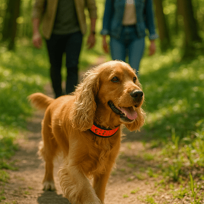 Collier reflechissant pour chien visioSafe clair orange sur cocker
