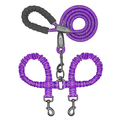 Laisse double pour chien Reflechissante mauve