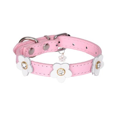 Collier cuir chien | Fleurs - Chien à l'honneur