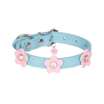 Collier cuir chien | Fleurs - Chien à l'honneur