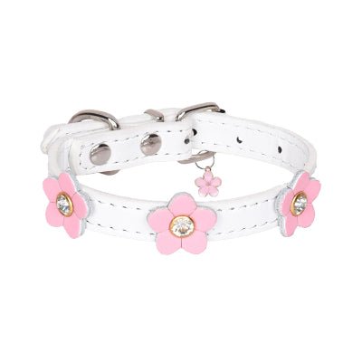 Collier cuir chien | Fleurs - Chien à l'honneur