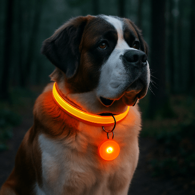 collier lumineux pour chien st bernard avec pendentif orange