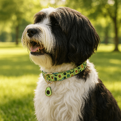 Collier pour chien fruits terrier tibetain avec les avocats