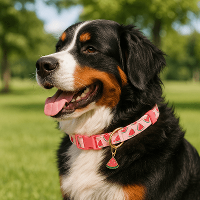 Collier pour chien fruits bouvier bernois avec les pasteques