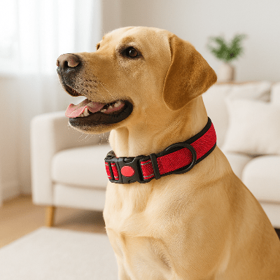 collier pour chien reflechissant rouge varirante