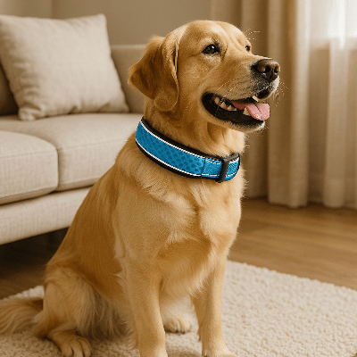 collier pour chien reflechissant couleurs variante bleu