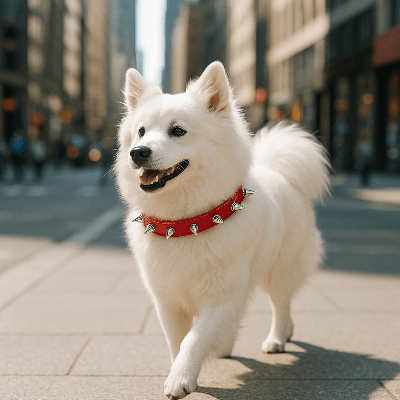 collier pour chien spike rouge sur american esquimaux