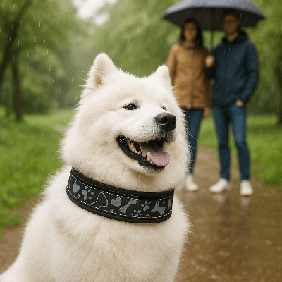 Collier reflechissant pour chien VisioSafe samoyede noir