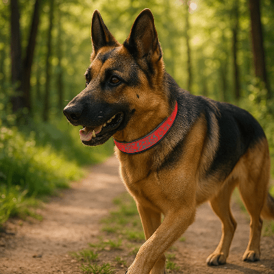 Collier reflechissant pour chien VisioSafe berger allemand rouge