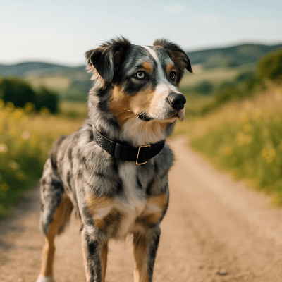collier chien ajustable noir sur berger australien