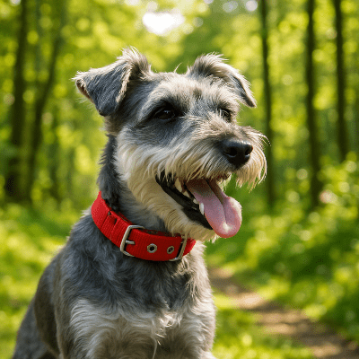 collier chien ajustable rouge sur schnauzer