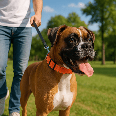 collier chien reflex orange boxer