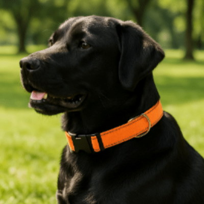 collier chien reflex orange labrador