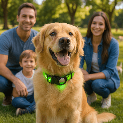 Colliers lumineux pour chiens usb airtag vert golden