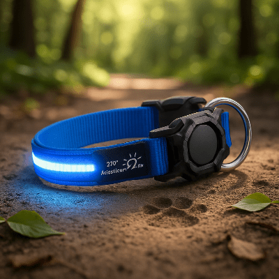 Colliers lumineux pour chiens usb airtag bleu place pour airtag