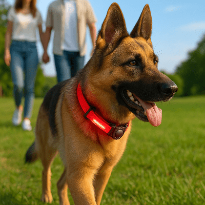 Colliers lumineux pour chiens usb airtag rouge sur berger