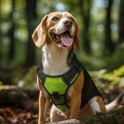 Harnais lumineux chien vert beagle