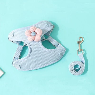 harnais pour petit chien bleu