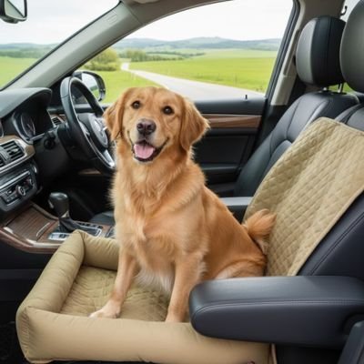 Housse voiture chien brun