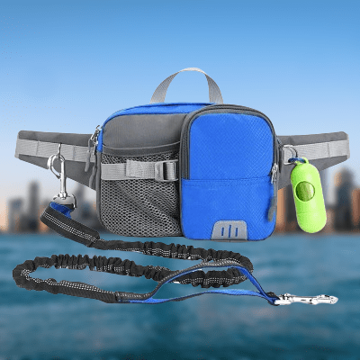 Laisse pour Chien - WaistBag™ - Bleu - Chien à l'honneur
