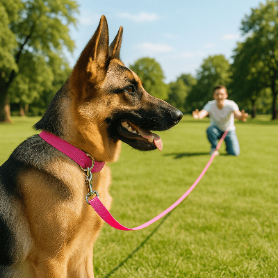 Longe pour chien nylon 2 rose dressage