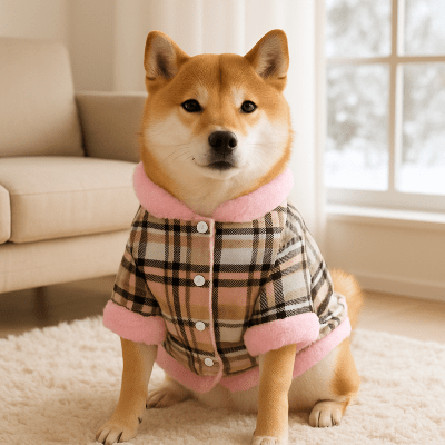 Manteau chien rose shiba inu 