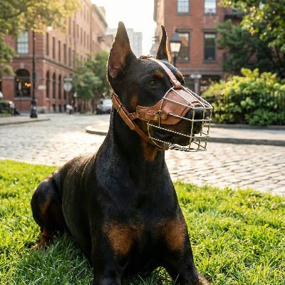museliere pour chien brun doberman