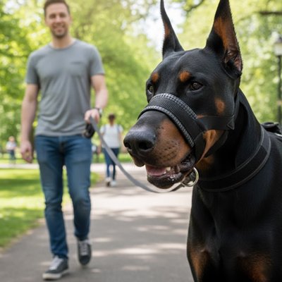 Muselière pour chien​ noir doberman