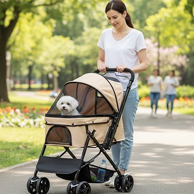 Poussette pour Chien kaki